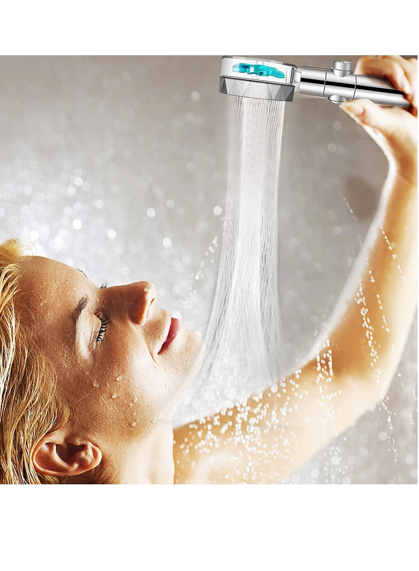 Handheld Shower Head, High Pressure Shower Heads Turbo Fan 360 Degrees Rotating, Hydro Jet Shower Head with 3 Filters Turbocharged Showerhead (Blue) Handheld Shower Head, High Pressure Shower Heads Turbo Fan 360 Degrees Rotating, Hydro Jet Shower Head with 3 Filters Turbocharged Showerhead (Blue)